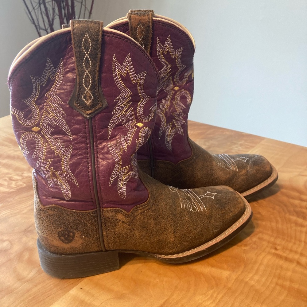 Ariat Purple and Brown Leather Boots